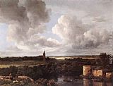 Famous Extensive Paintings - An Extensive Landscape with a Ruined Castle and a Village Church